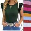 Blusa feminina canelada com babado Blusinha Promoção