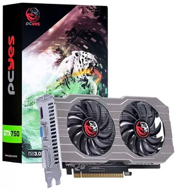 Placa de Vídeo Nvidia Geforce GTX 750 2GB GDDR5 128 Bits Dual- Fan – Full Size – PA750DR5128DF – PCYES 107330
